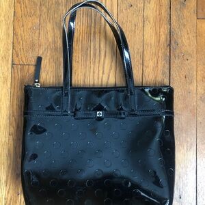 Kate Spade New York Black Patent Polka Dot Tote Bag